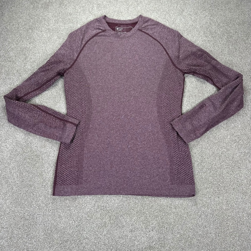 FIGS Women M Underscrub Top Burgundy Seamless Mesh Breathable Performance Base